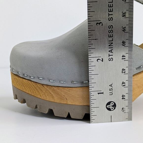 MIA Sofia Clogs EU 37 Gray Leather Platform Lug Sole Mary Jane 70s - Picture 15 of 16